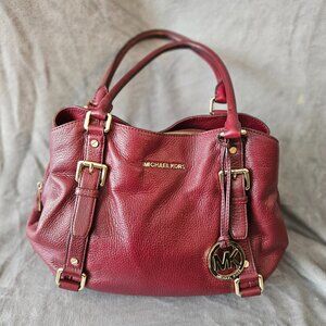 Michael Kors Pebble Leather Satchel Cherry Red